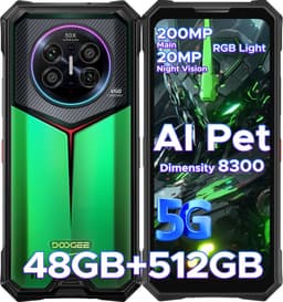 DOOGEE V50 5G - AI telefoon - Robuuste Smartphone - Android 16 - Dimensity 8300 - 48GB RAM + 512GB ROM / 2TB TF - 11000mAh/66W - RGB-sfeerlicht- 6,78 inch FHD+ - 200MP + 32MP -NFC - Face ID - Gemini AI -WIFI6E -Vingerafdrukherkenning - GPS — thumbnail 1