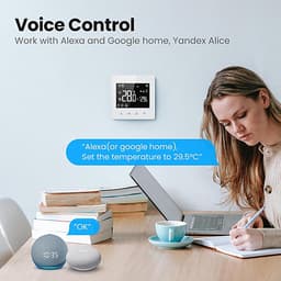 Slimme thermostaat - Wifi klimaatcontroller - Comfort thuis - Batterij gevoed draadloos - 86 x 86 cm - Wit — thumbnail 5