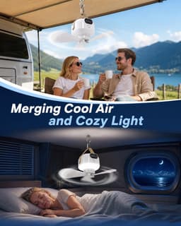Plafondventilator - Draagbare reisventilator – Snoerloze mini-hangventilator – Stille werking met 3 snelheden – Ontwerp met magnetische haak – Ingebouwd ledlicht – Ideaal voor cruiseschepen， kamperen, tenten en auto's — thumbnail 2