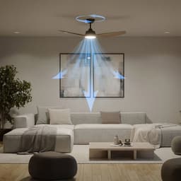Philips Olas Ventilator met LED lamp - Diameter: 132cm - Instelbaar wit licht van 3000K tot 6500K - Dimbaar tot 5% - Inclusief afstandsbediening - 2650 Lumen - Zwart/Hout — thumbnail 2