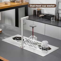 Automatische Kopjeswasser - Glas Spoeler Bekerspoeler - Snel Glazen Reinigen - Dubbele Kop - 665 cm x 288 cm - RVS — thumbnail 3