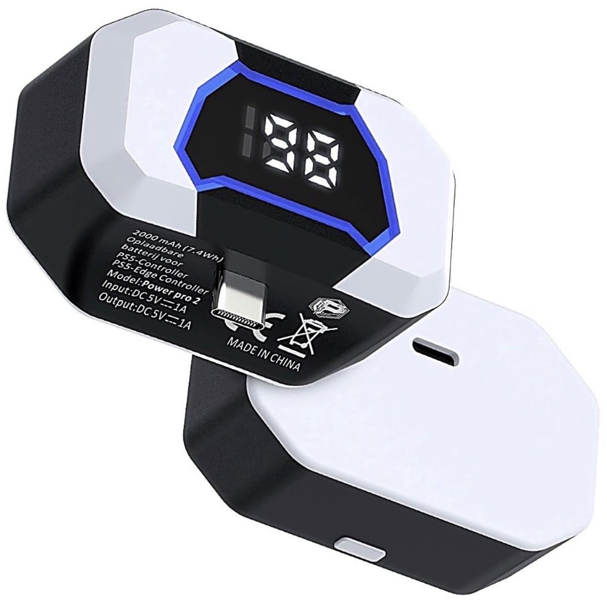 PS5 Controller Powerbank – draadloze oplader - Voor DualSense & DualSense Edge – Met 2 Ophanghaken voor controller en headset — afbeelding 1
