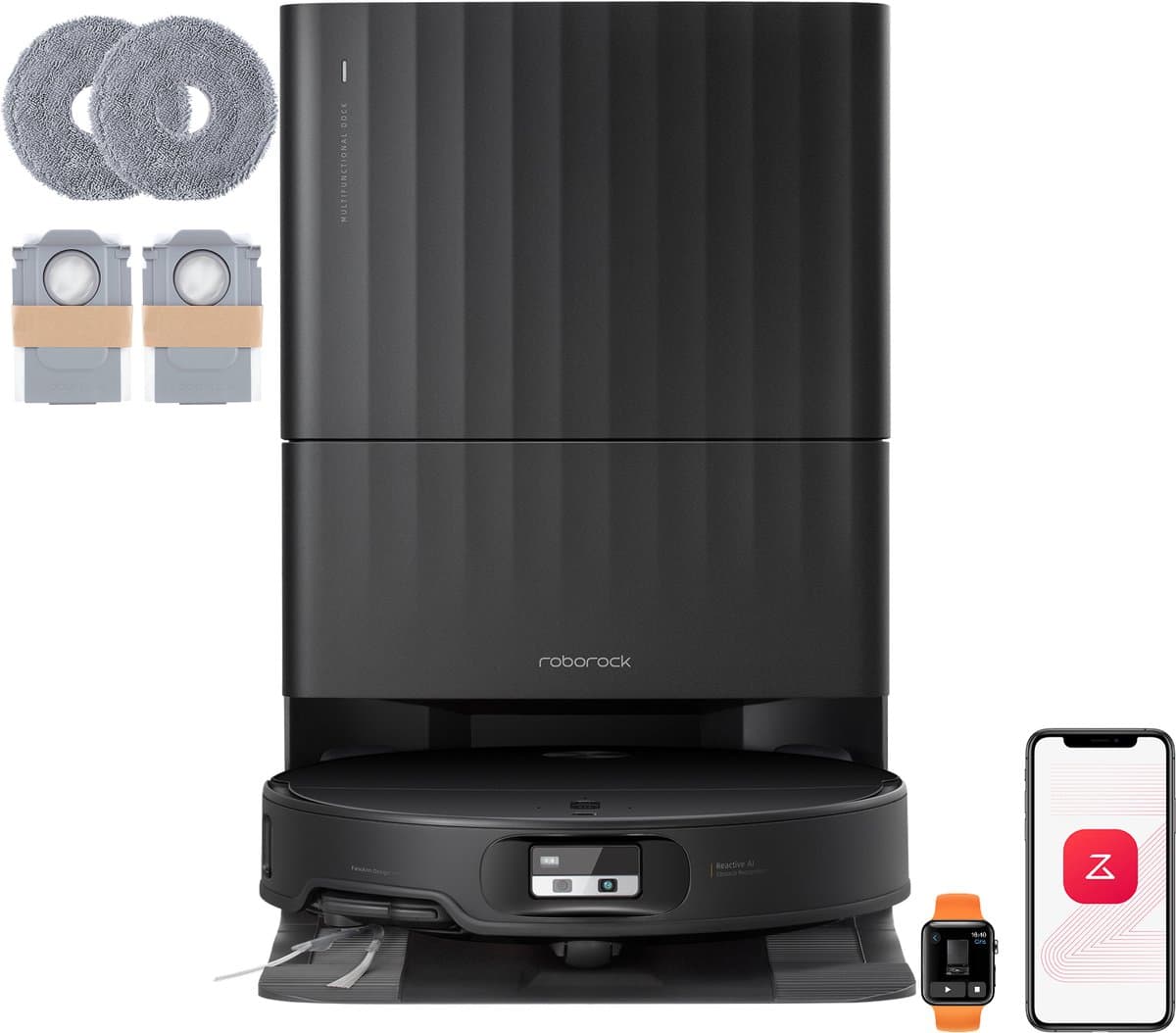 Roborock Qrevo Edge 2 Set-robotstofzuiger-25.000 Pa-7,98 cm ultraslank-12 mm dweilheffing-80°C warmwatermopwas& zelfreinigend station-FlexiArm-RetractSense navigatie-dubbel anti-klitssysteem-reactieve AI & Roborock app-bediening — afbeelding 1