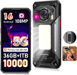 Robuuste smartphone - OUKITEL WP500 Ultra - 6,78'' FHD+ scherm - 32GB RAM - 1TB ROM - 10000 mAh 45W - 5G Dual SIM - warmtebeeldcamera - NFC GPS 2026 nieuw - Zwart — thumbnail 1