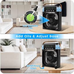 Casalora Portable Aircooler - Airco Zonder Afvoerslang - Tafelventilator -Luchtkoeler 4-in-1 -3 windsnelheden met 600ml Watertank - Zwart — thumbnail 5