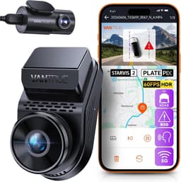 Dashcam voor auto - Zwart - 2,7K + 1080p Dual Lens - Met Nachtzicht en 24-uurs Parkeermonitoring - Voor en Achter Opname — thumbnail 1