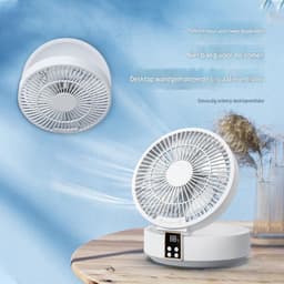 GELLDG Tafelventilator - USB Ventilator met Display - Opvouwbaar Bureaumodel - 17x18,5x8,5cm - 3 Snelheden, Timer, Draaibaar - Geschikt voor Kantoor en Kampeer - Kunststof - Incl. Afstandsbediening en Lamp — thumbnail 3