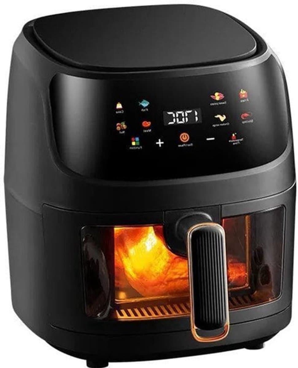 Airfryer - XXL – Heteluchtfriteuse – 2400W/2800W – 8L - RVS & Touchscreen – Multifunctionele Elektrische Friteuse - Olievrij Frituren - Zwart — afbeelding 1