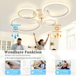 Plafondventilator met LED Verlichting – Ø85 cm – 6 Snelheden – Stille DC Motor – Afstandsbediening – Dimbaar – Zomer- & Winterstand – Houtlook — thumbnail 3