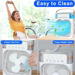 Persoonlijke Aircooler | Stille draagbare mist‑ventilator, USB‑gevoed, 3‑snelheden, 1‑2‑3 uur timer, 360° verstelbaar, bureau‑koeler voor kantoor, thuis, kamer en auto (Wit) — thumbnail 4