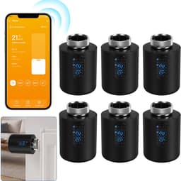 Slimme Thermostaatkraan voor Radiator – WiFi, App en 6 Modi – Zwart – 6-pack — thumbnail 1