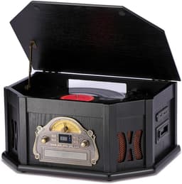 ORCC 10-in-1 Platenspeler Vintage met Bluetooth – Vinyl Platenspeler met USB, CD, SD, AUX, RCA, Ingebouwde Stereo Speakers, Afstandsbediening en 33/45/78 RPM – Houten Retro Record Player — thumbnail 1