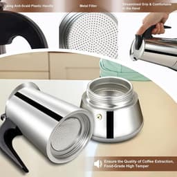 12 Cup Stovetop Espresso Maker Stainless Steel Moka Pot Espresso Maker Percolator Italian Coffee Maker Capable Mocha Coffee Machine Cafe Classic Maker for Home & Camping 600ml 20oz — thumbnail 5