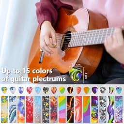 Gitaar Plectrum Pons Machine Complete Set - Gitaar plectrum maker - Handpons - Zelfgemaakte Plectrums met Vellen, Leren Opbergtasje en Schuurvijl - Donkerblauw — thumbnail 4