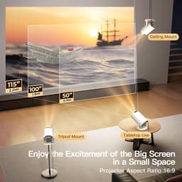 Mini Beamer - Draagbaar - WiFi 6 en Bluetooth 5.4 - Ondersteunt 1080P en 4K - Voor Thuis en Buiten — thumbnail 3