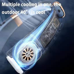 Nekventilator met digitaal display en sfeerverlichting in verschillende kleuren, 4000 mAh accu, USB-oplaadfunctie, 5 windstanden, bladloze draagbare nekventilator, luchtkoeler, persoonlijke ventilator (wit). — thumbnail 3