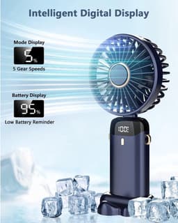 Solvix tafel ventilator geluidloos - Tafelfan - Blauw - 5 Snelheden - Oplaadbare Accu - Voor Thuis en Op Reis — thumbnail 2
