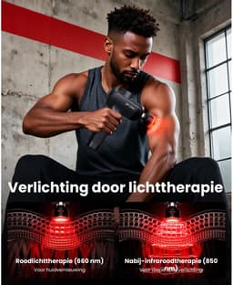 Massage Gun met Infrarood en Warmte – 5 Snelheden – 6 Massagekoppen – 11 mm Amplitude – 120W — thumbnail 4