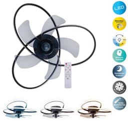 Het moderne LED -plafondlicht "Leccio" inclusief ventilator, nachtlichtfunctie, dim- en lichttemperatuurinstelling is uitgerust met stevig geïnstalleerde LED's en heeft een geschatte Øvon 58 cm. — thumbnail 3
