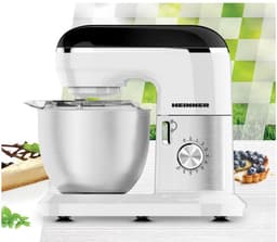 Heinner Planetaire Keukenmachine – 1000 W – RVS Mengkom 5 L – 10 Snelheden + Pulsstand – Garde, Deeghaak en Menghaak – Transparant Spatdeksel – Wit — thumbnail 2