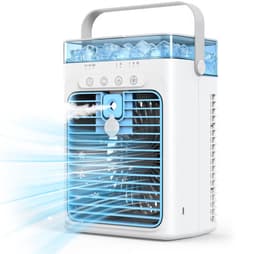 Draagbare Luchtkoeler - Mobiele Aircooler met 1L Watertank - Verdampingskoeler Zonder Afvoerslang - Persoonlijke Ventilator met Koelfunctie - Voor Slaapkamer, Kantoor, Kamer en Camping — thumbnail 1