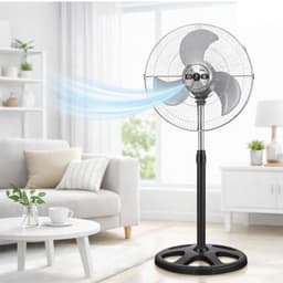 Chelsey-store - Ventilator - Staande Ventilator – Vloer Ventilator - Zwart/Wit - Hoogte tot 124 cm — thumbnail 2
