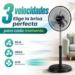 Wentinkmo Zwarte staande ventilator - 34,5 verstelbare hoogte 90-125cm,3 - ventilator voor kantoor en woonkamer — thumbnail 4