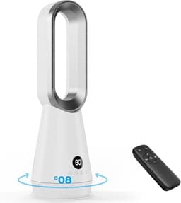 Bladloze Torenventilator - Staande Ventilator Stille Fan - Ruimte Koelen - 8 Windstanden 80° Oscillatie - 32dB Geluidsarm - Wit — thumbnail 1