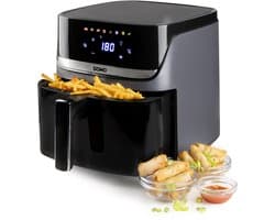 DOMO DO551FR Heteluchtfriteuse “DuoGrill” - Airfryer met Kijkvenster - Dual Heating - 8 Programma’s - 8 L - 2 kg Friet - Zwart