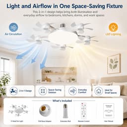 Casalora E27 + B22 Schroeffitting Plafondventilator met 5 Bladen - LED Drone Plafondventilator met Afstandsbediening - Dimbare Ventilator met Timerfunctie - Stille Ventilator voor Slaapkamer — thumbnail 3