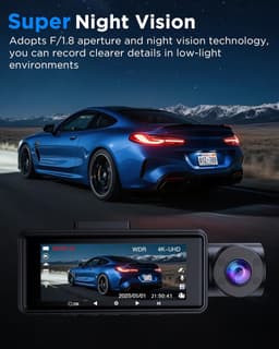 Dashcam Auto - Autocamera Rijcamera - Veilig Rijden - 3 Kanaals Opname - 316 inch Scherm - Zwart — thumbnail 5