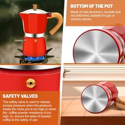 6 Cup Aluminum Espresso Stovetop Moka Pot Express Coffee Maker Percolator Italian Classic Mocha Coffee Machine for Italian and Cuban Cafe Brewing for Home & Camping 300ml 10oz — thumbnail 3