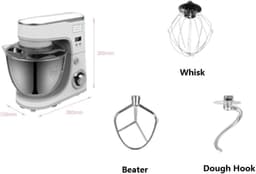 Roerbezem Keukenmachine - Kneedhaak Mixer - Deeg Mengen - Aluminiumlegering - E-1047D - Zilverkleurig — thumbnail 5