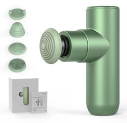 SnelShoppen - FITMIND Mini Massagepistool 11cm - Draagbare Spiermassage Gun - Lichtgewicht Massageapparaat met 4 Massagekoppen - Verlicht Spierpijn - — thumbnail 1