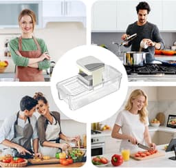 Groentesnijder Met Bak - Keuken Snijder Voedselsnijder - Maaltijd Voorbereiden - Veelzijdig Snijsysteem - 30 x 15 x 10 cm — thumbnail 4