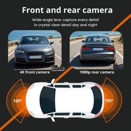 SnelShoppen - Faas Dashcam Auto Voor & Achter – 4K Dual Camera – 64GB Micro-SD – G-sensor, Nachtzicht, Parkeermodus & Loop Recording – Zwart — thumbnail 2