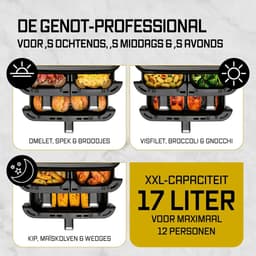 Verticale Heteluchtfriteuse - Airfryer XXL - Grote Maaltijden Bereiden - 3 Gaarzones - 17 Liter - Zwart — thumbnail 3