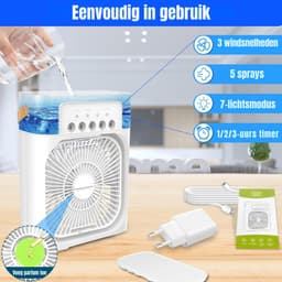 RWB® Mobiele Airco Zonder Afvoer - Luchtkoeler - Aircooler - Wit - ‎26x20x25cm — thumbnail 2