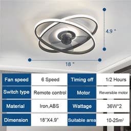 Plafondventilator met verlichting | Plafondventilator | Stil | Afstandsbediening — thumbnail 1
