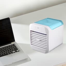 Draagbare airconditioner, USB-voeding, mini draagbare luchtkoeler, raamairconditioner, multifunctionele knopbediening, verkoelend product voor de zomer, 3 ventilatorsnelheden, geschikt voor woonkamer, slaapkamer, camping - roze — thumbnail 2