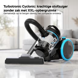 Turbotronic CV13 Stofzuiger zonder zak - Hoge Zuigkracht - Zakloze Stofzuiger - Zwart/Blauw - Geschikt voor alle vloertypes — thumbnail 2