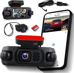 SnelShoppen - 360° Dashcam 4K voor Auto met WiFi, GPS, 1080P Interieurcamera, 64GB Geheugen, Compact en Onopvallend, Ideaal voor Veilig Autorijden — thumbnail 1