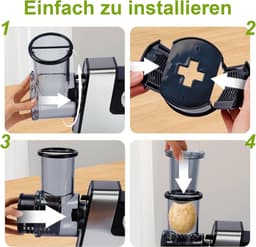 Elektrische Kaasrasp - Keukenapparaat - Snel Ingrediënten Snijden - 7 RVS Bladen - 30cm Hoog - Zwart — thumbnail 5