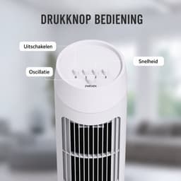 CORE Torenventilator - Ventilatorkolom - Met 3 Snelheden - Oscillerende Ventilator 70° - Compact & Stil - 45W - 27x27x75cm - Wit — thumbnail 2