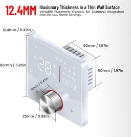Slimme Thermostaat - WiFi Controller - Energie Besparen - LED Paneel - 12.4 mm Dun - Wit — thumbnail 5