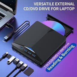Externe Brander - Lezer Speler - Gegevens Archiveren - Dubbele USB-C - 7-in-1 - Zwart — thumbnail 2
