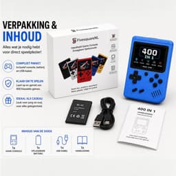 FivesquareNL Retro Handheld Game Console – 400 Spellen – USB Oplaadbaar – 2.4 Inch Kleurenscherm – Draagbare Spelcomputer voor Kinderen & Volwassenen – Blauw — thumbnail 2