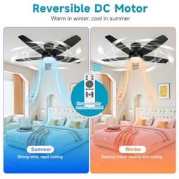 ModernStore 106 cm Plafondventilator met Verlichting, DC-motor, Stil, Afstandsbediening, 6 Snelheden, Omkeerbaar, Dimbaar, Timer, Slaapkamer, Woonkamer, Zwart — thumbnail 1