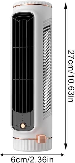 Mini Torenventilator - Bladeloze Tafelventilator - Draagbare airconditioner - Met 3 Snelheden - Oplaadbare Stille Bureauventilator met 24 Uur Accuduur - Ruimtebesparend Verticaal & Horizontaal - Wit — thumbnail 5