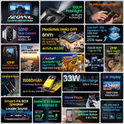 Blackview BV9300 Robuuste Smartphone (100LM Zaklamp) 15080mAh Helio G99 21GB+256GB 6.7'' 120Hz 50MP+ 32MP Camera, IP68 Waterdichte Buiten Mobiele Telefoon NFC - Zwart — thumbnail 2